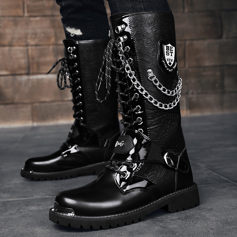 Motorcycle Chain - Sepatu Bot Tinggi Kasual Ukuran Besar